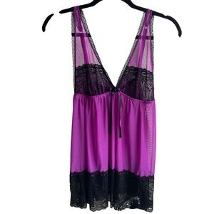 Vibrant Purple and Black Lace Chemise